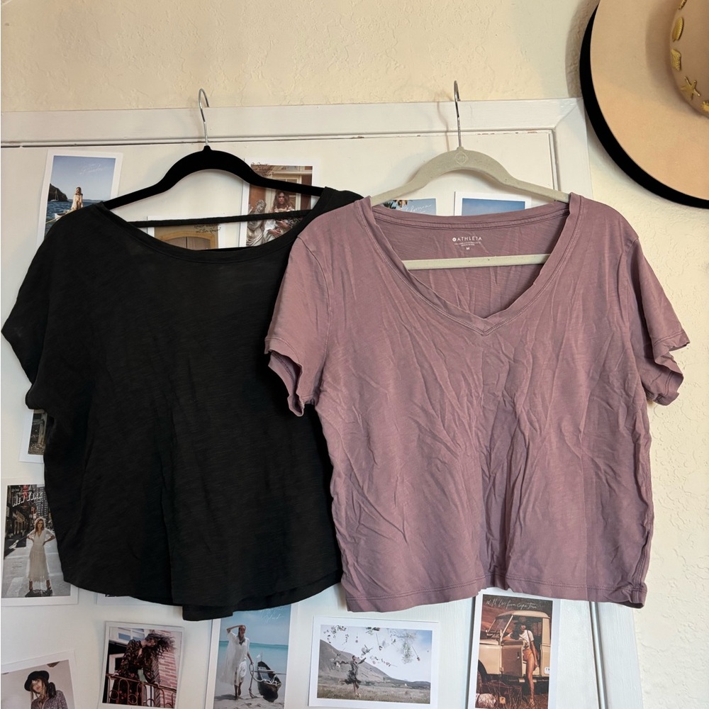 Athleta Women's Short Sleeve Tops - deep green and Purple